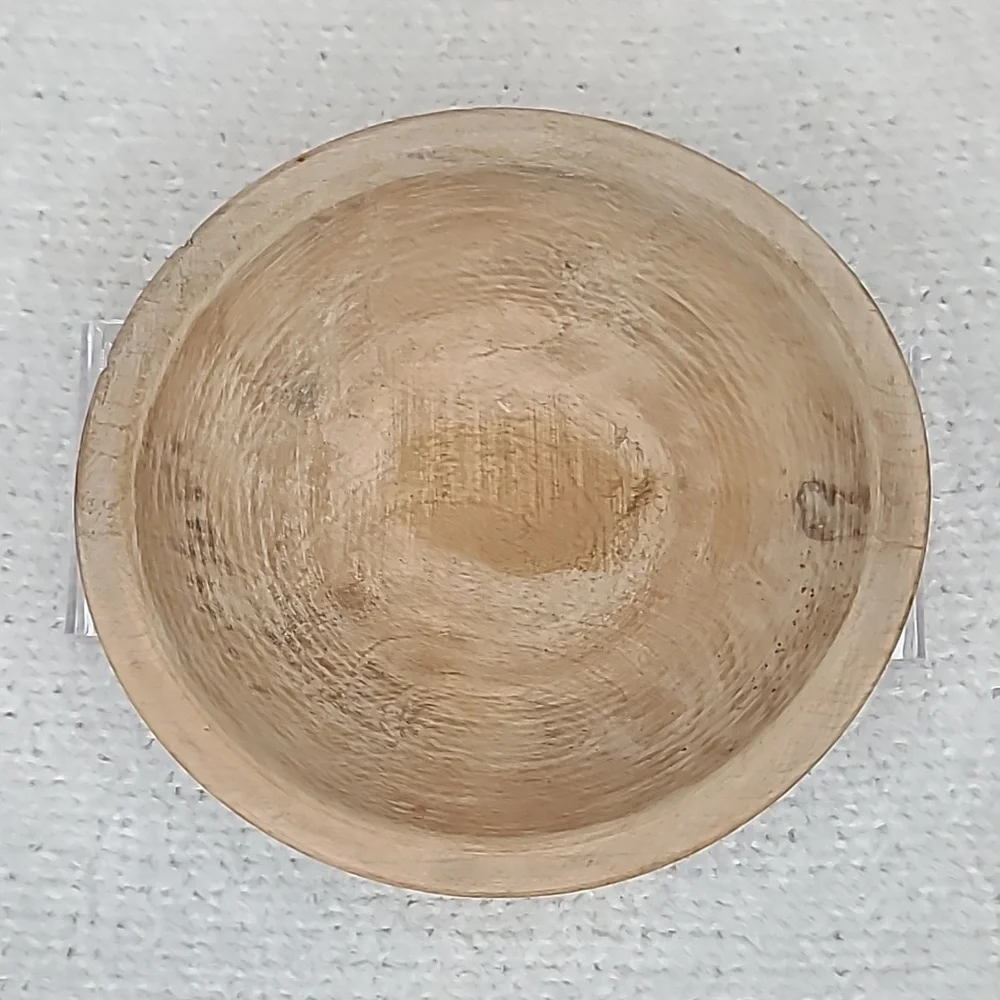 Vintage Farmhouse Mid Century Modern Wooden Small Hand Carved Dough/Salad Bowl